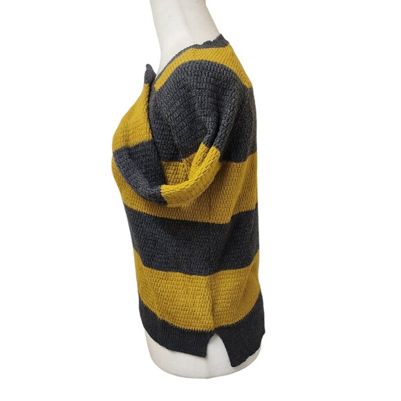 Madewell Knit Grey Mustard Yellow Striped Sweater Women's XS - Picture 3 of 8
